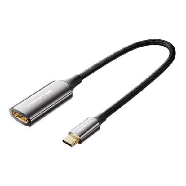 Cotton Braided USB-C to HDMI 8K Converter Black Zinc Alloy Type