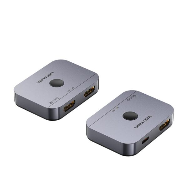 2-Port Bi-Directional 8K HDMI Switcher Gray Aluminium Alloy Type