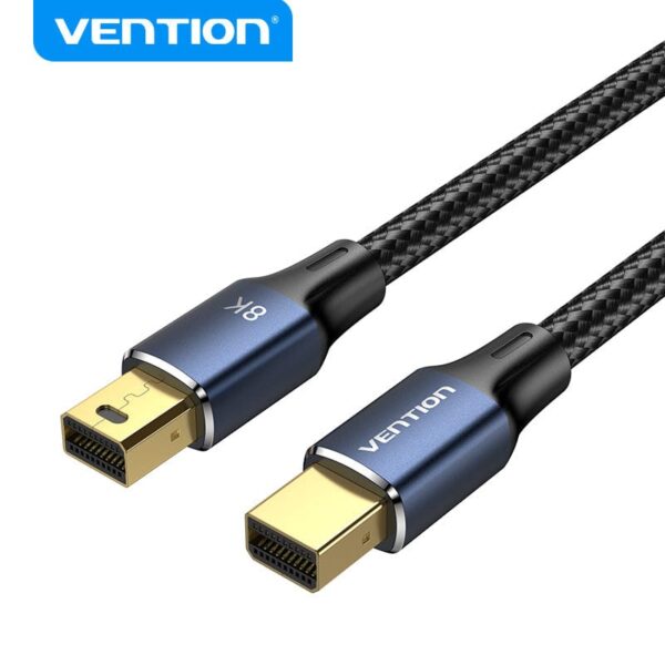 Cotton Braided Mini DP Male to Male 8K HD Cable Blue Aluminum Alloy Type