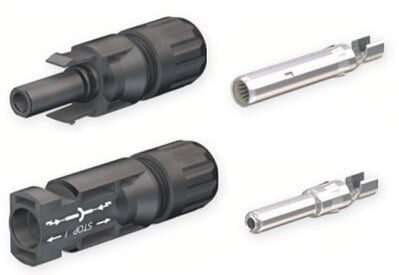 Staubli MC4 Multi-Contact PV-KBT 4/6I-UR (+) and PV-KST4/6I-UR (-) Connector Set / External Cable Diameter Range 5.5-7.4mm