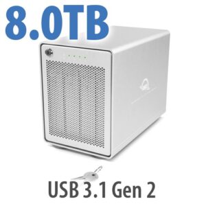 8TB OWC Mercury Elite Pro Quad RAID 4 Bay solution with USB 3.1 Gen 2, with Softraid for OWC, RAID 0/1/4/5/1+0