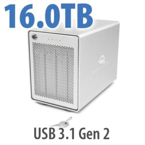 16TB OWC Mercury Elite Pro Quad RAID 4 Bay solution with USB 3.1 Gen 2, with Softraid for OWC, RAID 0/1/4/5/1+0