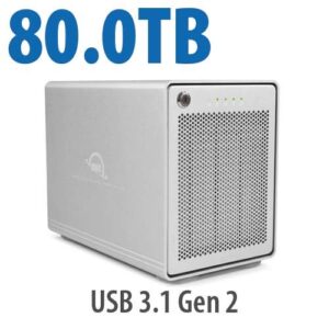 80TB OWC Mercury Elite Pro Quad RAID 4 Bay solution with USB 3.1 Gen 2, with Softraid for OWC, RAID 0/1/4/5/1+0