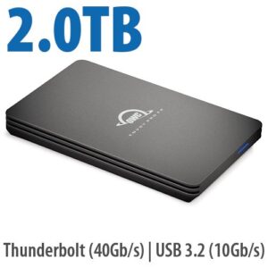 2.0TB OWC Envoy Pro FX Thunderbolt 3 + USB-C Portable NVMe SSD, up to 2800MB/s