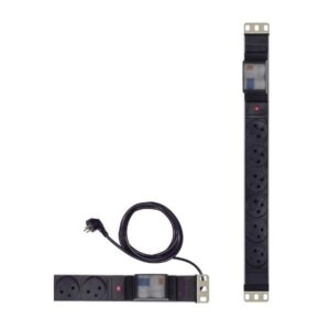 פס שקעים 1U 19" עם 6 שקעים ישראליים ופחת - TE-PDU1U-04