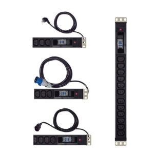 פס שקעים 1U 19" עם 12 שקעי C13 ומאמ"ז - TE-PDU1U-07