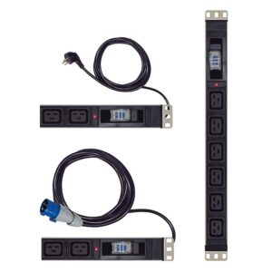 פס שקעים 1U 19" עם 6 שקעי C19 ומאמ"ז - TE-PDU1U-11