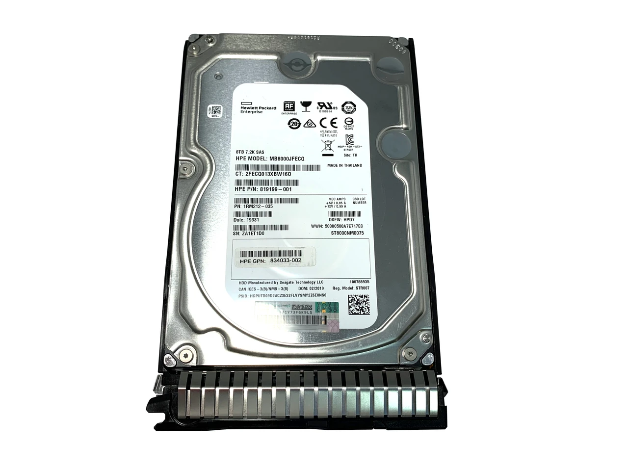 HPE 819201-B21 8TB 12G SAS 7.2K LFF 512e SC Midline Hard Drive