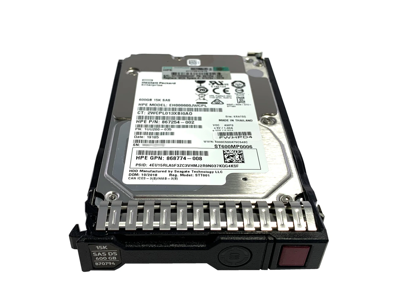 HPE 870794-001 600GB SAS 12G Enterprise 15K SFF SC DS Hard Drive